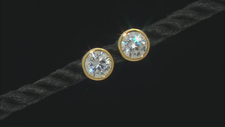 White Cubic Zirconia 18K Yellow Gold Over Sterling Silver Ring And Earrings 9.30ctw Video Thumbnail