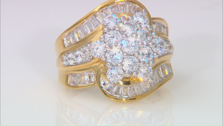 White Cubic Zirconia 18K Yellow Gold Over Sterling Silver Ring 4.44ctw