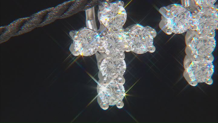 White Cubic Zirconia Rhodium Over Sterling Silver Cross Earrings 5.38ctw Video Thumbnail