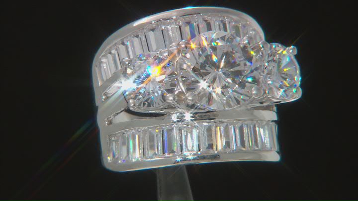 White Cubic Zirconia Platinum Over Sterling Silver Ring 15.72ctw Video Thumbnail
