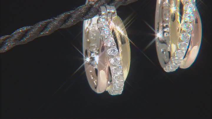 White Cubic Zirconia Rhodium And 18K Yellow And Rose Gold Over Sterling Silver Earrings 0.64ctw Video Thumbnail