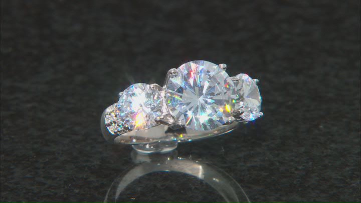 White Cubic Zirconia Rhodium Over Sterling Silver Ring 10.97ctw