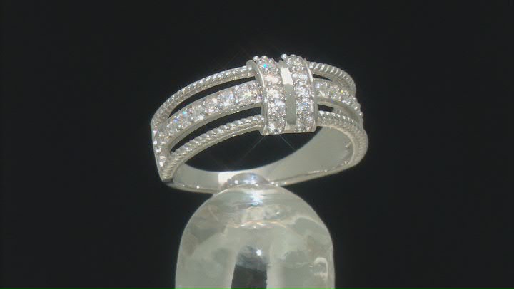 White Cubic Zirconia Rhodium Over Sterling Silver Ring 0.79ctw