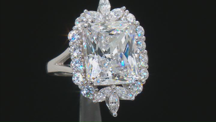 White Cubic Zirconia Rhodium Over Sterling Silver Ring 13.69ctw Video Thumbnail
