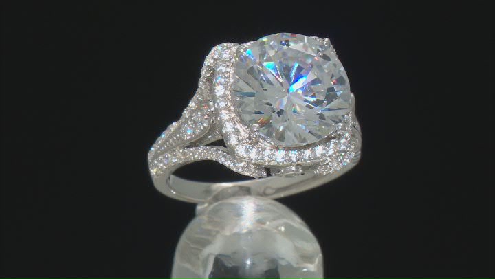 White Cubic Zirconia Rhodium Over Sterling Silver Ring 13.07ctw Video Thumbnail