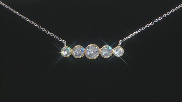 White Cubic Zirconia Rhodium And 14K Yellow Gold Over Sterling Silver Necklace 3.87ctw