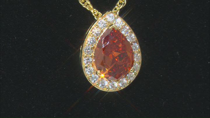 Champagne And White Cubic Zirconia 18K Yellow Gold Over Sterling Silver Pendant With Chain 4.00ctw Video Thumbnail