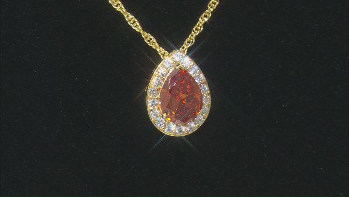 Champagne And White Cubic Zirconia 18K Yellow Gold Over Sterling Silver Pendant With Chain 4.00ctw Video Thumbnail