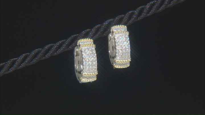 White Cubic Zirconia Rhodium And 14K Yellow Gold Over Sterling Silver Earrings 1.73ctw Video Thumbnail