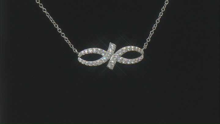 White Cubic Zirconia Platinum Over Sterling Silver Necklace 0.99ctw Video Thumbnail