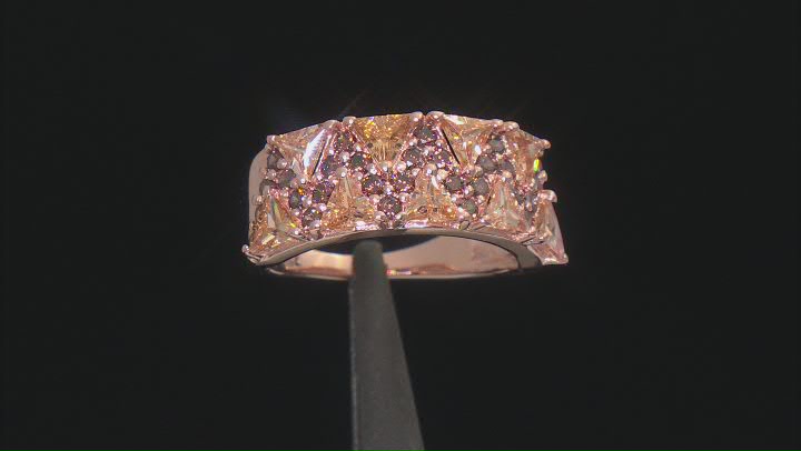 Champagne And Mocha Cubic Zirconia 18K Rose Gold Over Sterling Silver Ring 4.19ctw