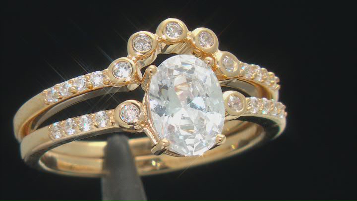 White Cubic Zirconia 18K Yellow Gold Over Sterling Silver Ring With Band 2.62ctw