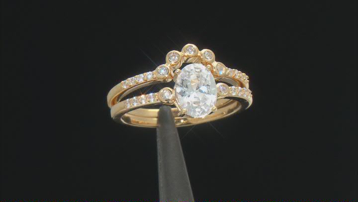 White Cubic Zirconia 18K Yellow Gold Over Sterling Silver Ring With Band 2.62ctw Video Thumbnail