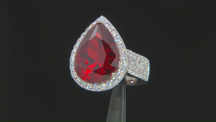 Red And White Cubic Zirconia Rhodium Over Sterling Silver Ring 22.01ctw Video Thumbnail