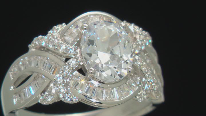 White Cubic Zirconia Platinum Over Sterling Silver Ring 4.93ctw Video Thumbnail