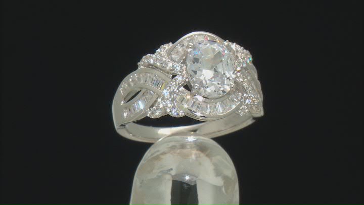 White Cubic Zirconia Platinum Over Sterling Silver Ring 4.93ctw Video Thumbnail