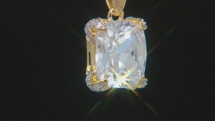 White Cubic Zirconia 18K Yellow Gold Over Sterling Silver Pendant With Chain 12.21ctw Video Thumbnail