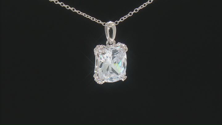 White Cubic Zirconia Platinum Over Sterling Silver Pendant With Chain 12.21ctw Video Thumbnail