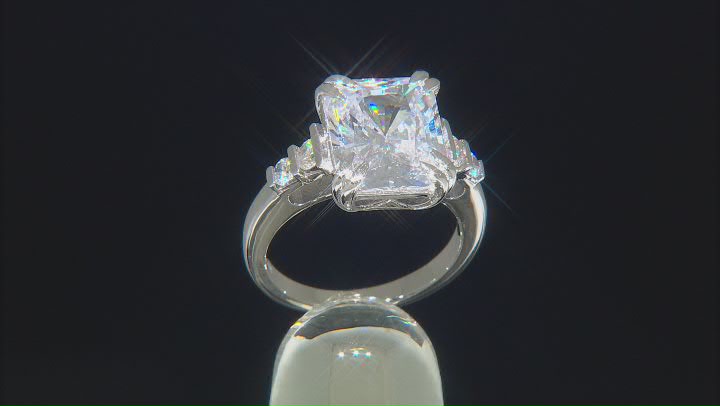 White Cubic Zirconia Rhodium Over Sterling Silver Ring 10.55ctw Video Thumbnail