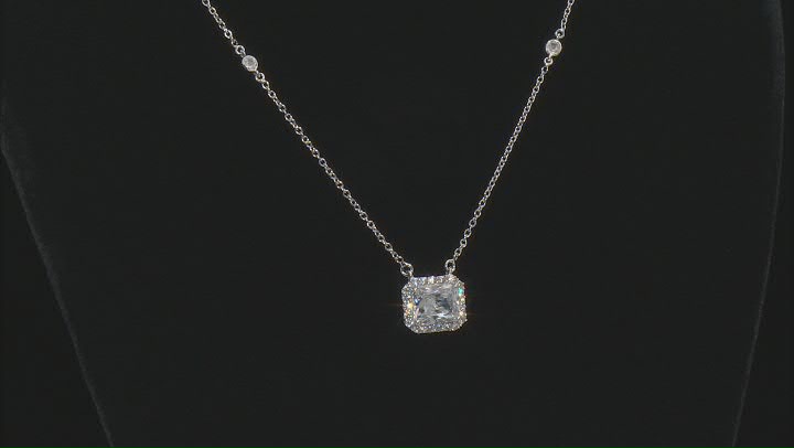 White Cubic Zirconia Rhodium Over Sterling Silver Necklace 6.49ctw Video Thumbnail