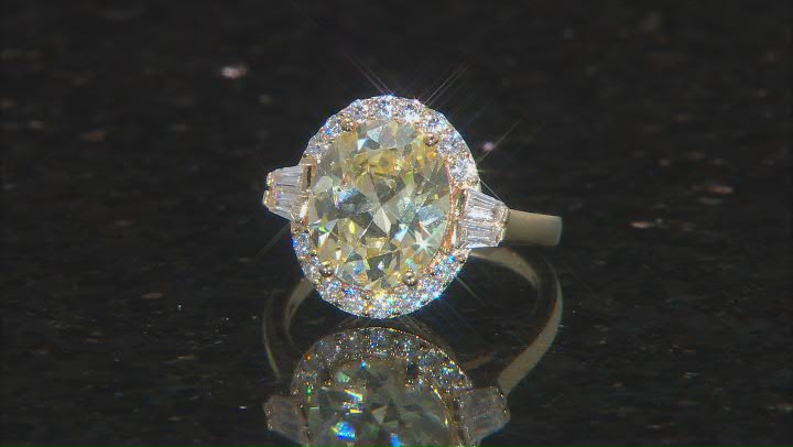 Yellow And White Cubic Zirconia 18K Yellow Gold Over Sterling Silver Ring 9.05ctw Video Thumbnail