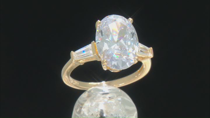 White Cubic Zirconia 18k Yellow Gold Over Sterling Silver Ring 10.77ctw Video Thumbnail