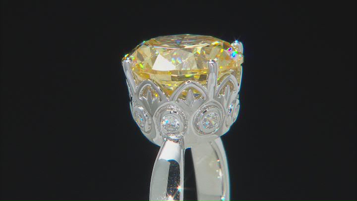 Yellow And White Cubic Zirconia Rhodium Over Sterling Silver Ring 15.10ctw Video Thumbnail