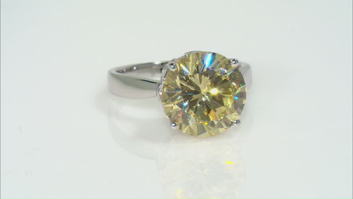 Yellow And White Cubic Zirconia Rhodium Over Sterling Silver Ring 15.10ctw