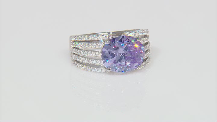 Purple And White Cubic Zirconia Platinum Over Sterling Silver Ring 9.78ctw Video Thumbnail