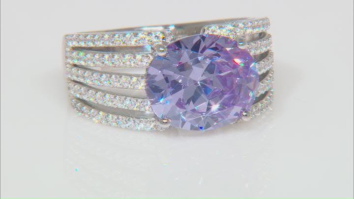 Purple And White Cubic Zirconia Platinum Over Sterling Silver Ring 9.78ctw Video Thumbnail