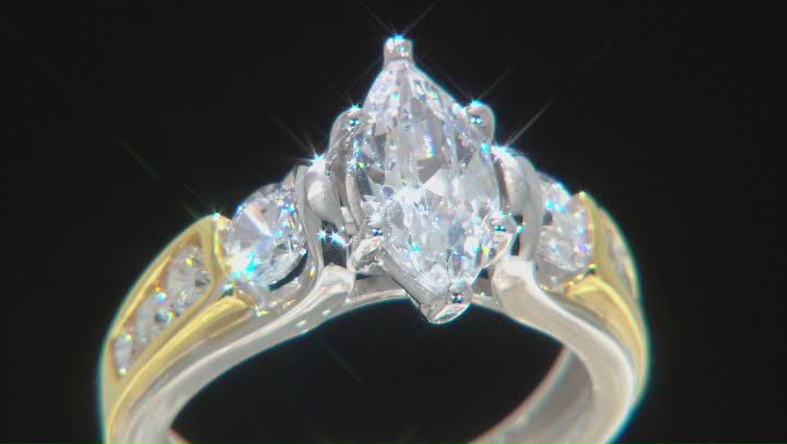 White Cubic Zirconia Rhodium And 18K Yellow Gold Over Sterling Silver Ring 4.55ctw Video Thumbnail