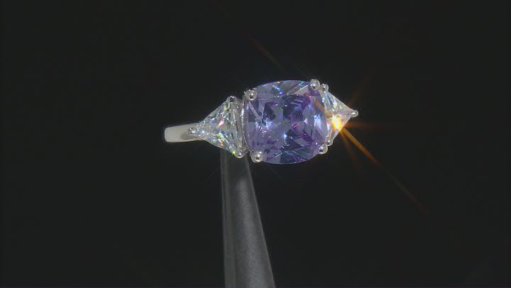 Purple And White Cubic Zirconia Platinum Over Sterling Silver Ring 9.50ctw