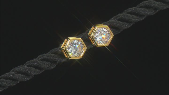 White Cubic Zirconia Rhodium And 18K Yellow And Rose Gold Over Sterling Silver Earrings 4.74ctw