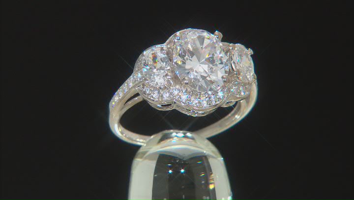 White Cubic Zirconia Platinum Over Sterling Silver Ring 6.00ctw Video Thumbnail