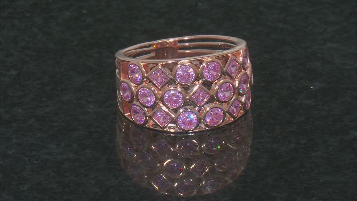 Pink Cubic Zirconia 18K Rose Gold Over Sterling Silver Ring 3.86ctw Video Thumbnail