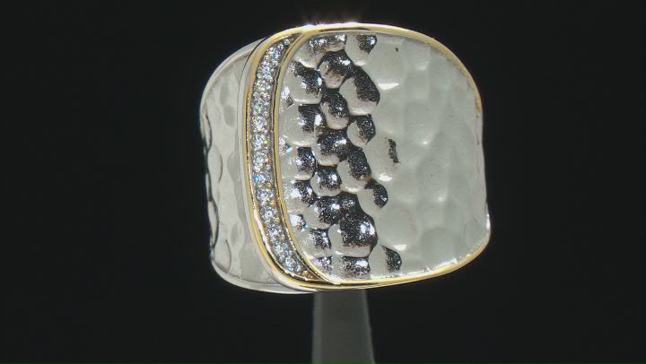 White Cubic Zirconia Rhodium And 14k Yellow Gold Over Sterling Silver Ring 0.16ctw Video Thumbnail