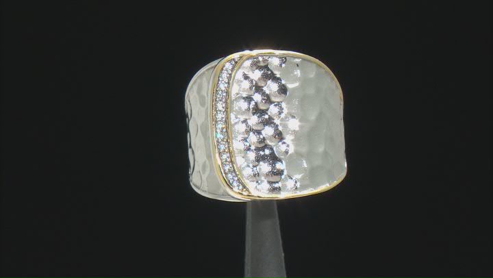 White Cubic Zirconia Rhodium And 14k Yellow Gold Over Sterling Silver Ring 0.16ctw