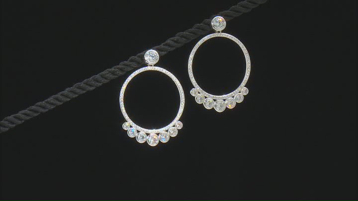 White Cubic Zirconia Rhodium Over Sterling Silver Earrings 6.06ctw Video Thumbnail