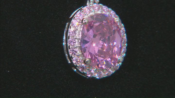 Pink Cubic Zirconia Rhodium Over Sterling Silver Pendant With Chain 3.57ctw