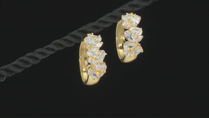White Cubic Zirconia 18k Yellow Gold Over Sterling Silver Earrings 4.70ctw Video Thumbnail