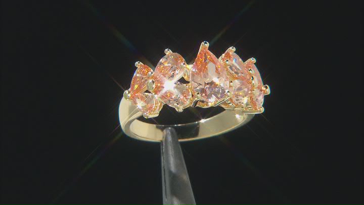 Champagne Cubic Zirconia 18K Yellow Gold Over Sterling Silver Ring 5.98ctw Video Thumbnail