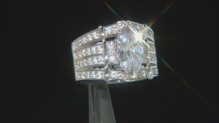 White Cubic Zirconia Rhodium Over Sterling Silver Ring With Bands 5.95ctw (3.31ctw DEW) Video Thumbnail