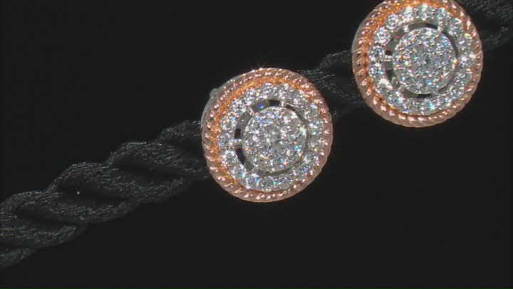 White Cubic Zirconia Rhodium And 18K Rose Gold Over Sterling Silver Earrings 0.62ctw Video Thumbnail