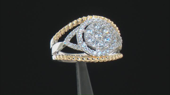 White Cubic Zirconia Rhodium Over Sterling And 18k Yellow Gold Over Sterling Ring 1.46ctw Video Thumbnail