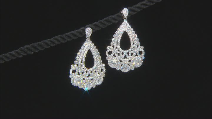 White Cubic Zirconia Rhodium Over Sterling Silver Earrings 7.18ctw