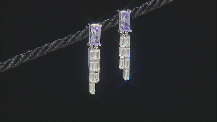 Lavender And White Cubic Zirconia Rhodium Over Sterling Earrings 8.85ctw