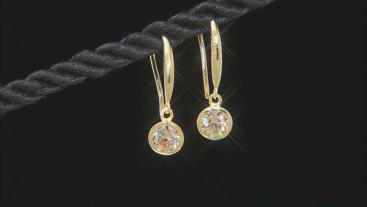 Champagne Cubic Zirconia 18k Yellow Gold Over Sterling Silver Earrings 1.70ctw (0.92ctw DEW) Video Thumbnail