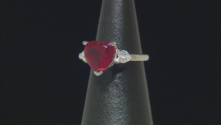 Lab Created Ruby And White Cubic Zirconia Rhodium Over Silver Ring 4.99ctw Video Thumbnail