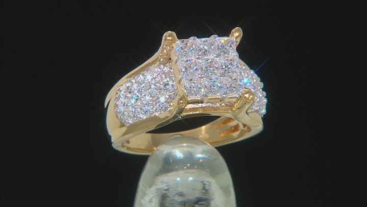 White Cubic Zirconia 18k Yellow Gold Over Silver Ring 4.45ctw Video Thumbnail