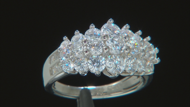 Cubic Zirconia Rhodium Over Sterling Silver Ring 5.85ctw (3.27ctw DEW) Video Thumbnail
